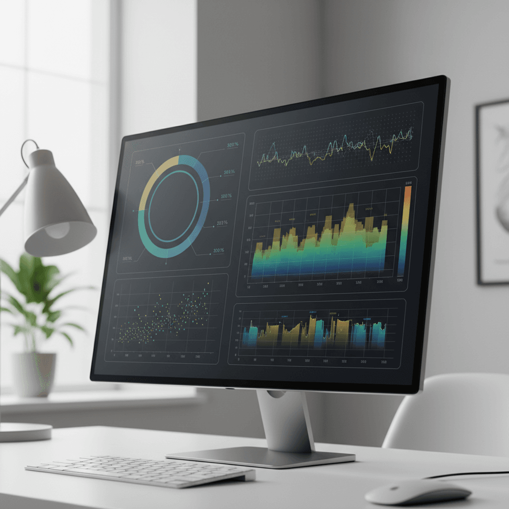 Visualização de dados em um dashboard clean, mostrando gráficos e a análise de correlação para um portfólio quant.