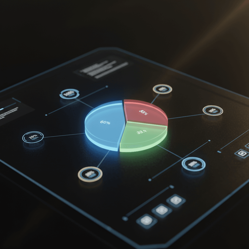 Visualização conceitual do rebalanceamento de portfólio, mostrando a transição de ativos desiguais para uma alocação equilibrada e otimizada.